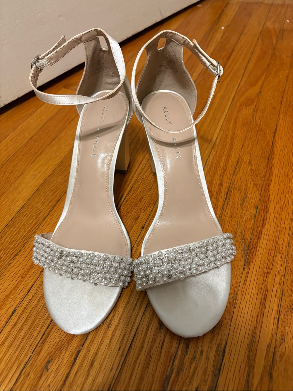 Kelly and Katie White Heels with Pearls